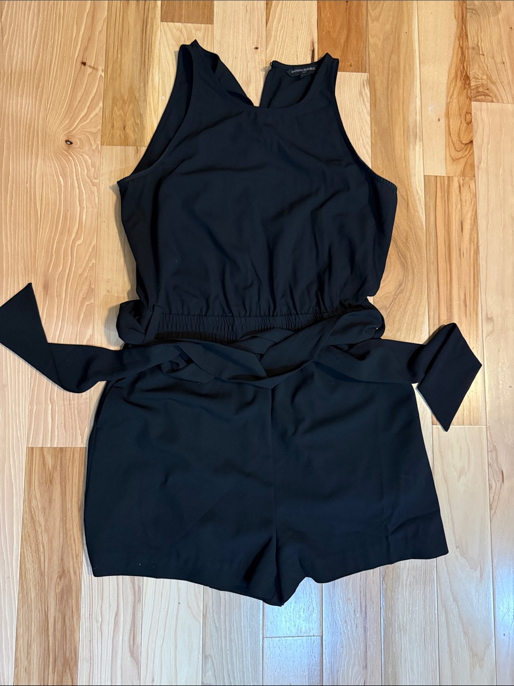 Banana Republic Black Sleeveless Tie-Waist Romper